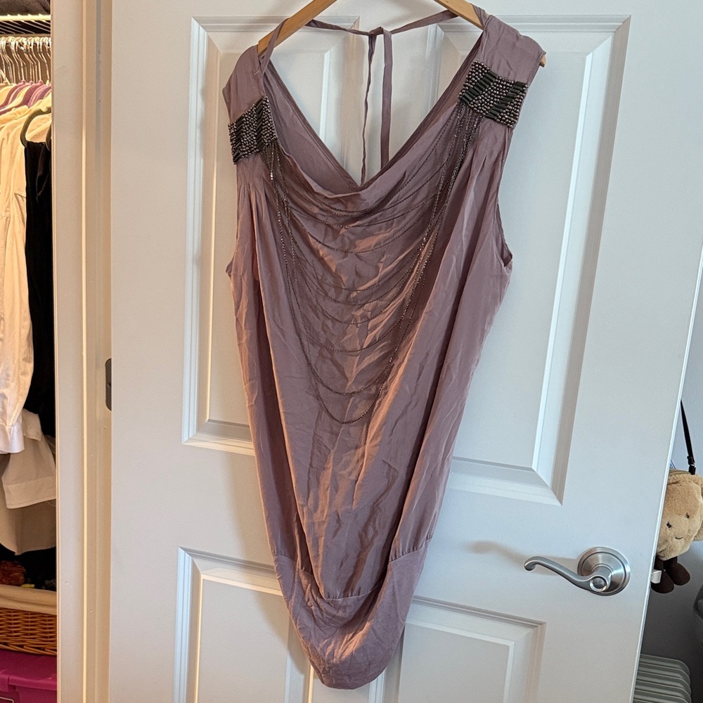 Purple Draped Chain detail Sleeveless top